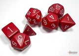 Chessex Dice Set: Opaque Red w/White (7)