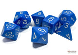 Chessex Dice Set: Opaque Blue w/White (7)