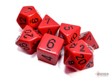 Chessex Dice Set: Opaque Red w/Black (7)