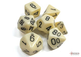 Chessex Dice Set: Opaque Ivory w/Black (7)