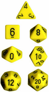 Chessex Dice Set: Opaque Yellow w/Black (7)