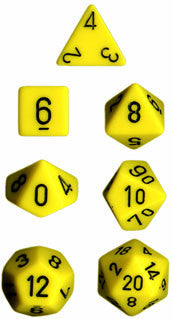 Chessex Dice Set: Opaque Yellow w/Black (7)