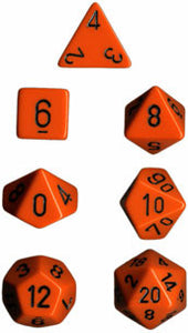 Chessex Dice Set: Opaque Orange w/Black (7)