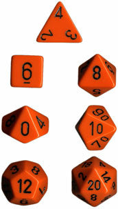 Chessex Dice Set: Opaque Orange w/Black (7)