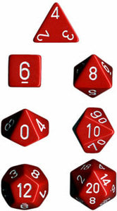 Chessex Dice Set: Opaque Red w/White (7)