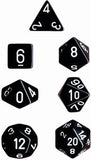 Chessex Dice Set: Opaque Black w/White (7)