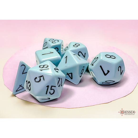 Chessex Dice Set: Opaque - Pastel Blue/Black (7)