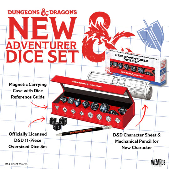 Dungeons & Dragons New Adventurer Dice Set - BLACK DICE