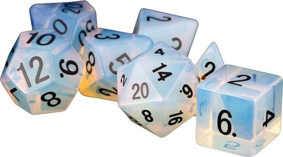 Metallic Dice Games: 16mm Stone Polyhedral Set - Opalite