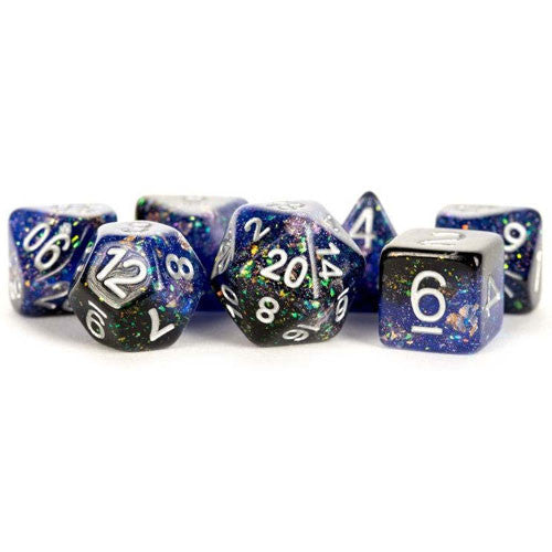 Metallic Dice Games: 16mm Polyhedral Set - Eternal Blue/Black (7)