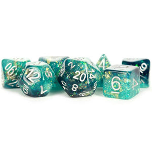 Metallic Dice Games: 16mm Polyhedral Set - Eternal Teal/Black (7)
