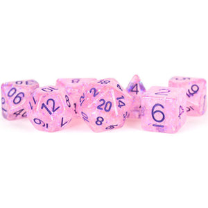 Metallic Dice Games: 16mm Polyhedral Set - Flash - Pink with Purple (7)