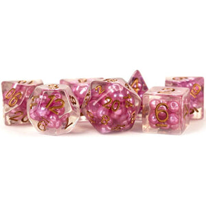 Metallic Dice Games: 16mm Polyhedral Set - Pearl - Pink with Copper (7)