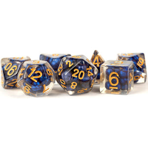 Metallic Dice Games: 16mm Polyhedral Set - Pearl - Royal Blue with Gold (7)