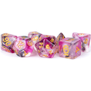 Metallic Dice Games: 16mm Polyhedral Set - Unicorn - Blushing Steel (7)