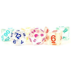 Metallic Dice Games: 16mm Polyhedral Set - Unicorn - Rainbow Ice (7)