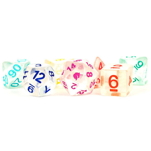 Metallic Dice Games: 16mm Polyhedral Set - Unicorn - Rainbow Ice (7)