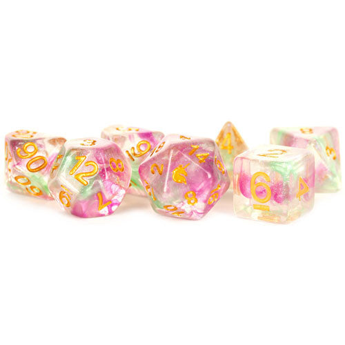 Metallic Dice Games: 16mm Polyhedral Set - Unicorn - Celestial Blossom (7)