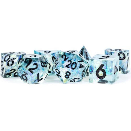 Metallic Dice Games: 16mm Sharp-Edge Polyhedral Set - Captured Frost