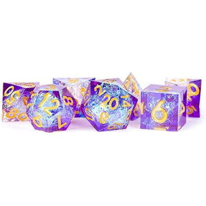 Metallic Dice Games: 16mm Sharp-Edge Polyhedral Set - Royal Geode