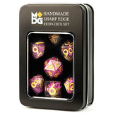 Handcrafted Sharp Edge Resin Dice Set: Thousand Day Red (7)