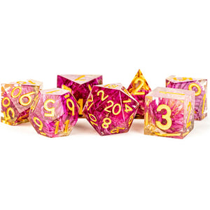 Handcrafted Sharp Edge Resin Dice Set: Thousand Day Red (7)