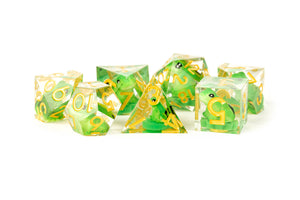 Handcrafted Sharp Edge Resin Dice Set: Frog Dice (7)